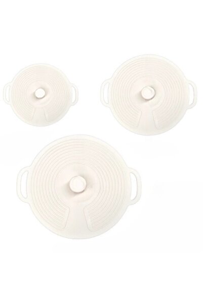Choice 3-size white 3pcs 3/6pcs Silicone Lids Set with Double Handle Pot Lid ...