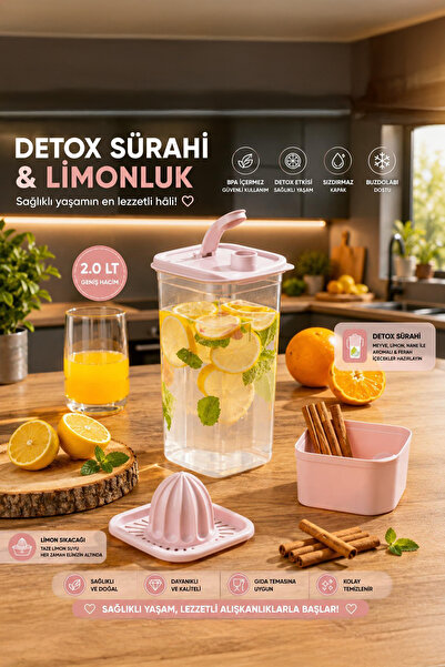 Porsima 1110-5 Sızdırmaz Kapaklı Detoks Sürahi - Matara - Limonluk - Şerbetli...