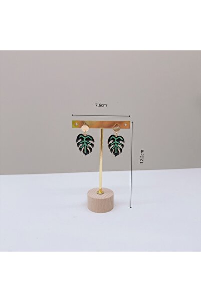 Choice gold S T Bar Earring Display Stand With Wooden Base Jewelry Holders Ha...