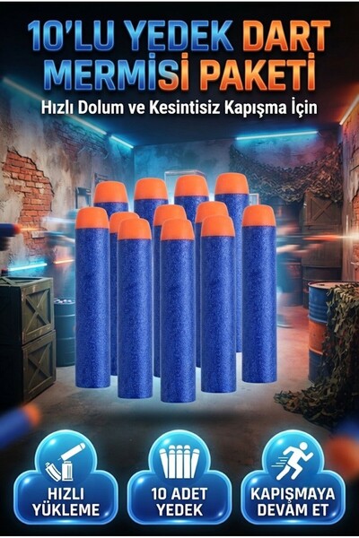 Tıfıl Toys Kartela 10'lu Dart Mermisi 1703, Dart Mermisi