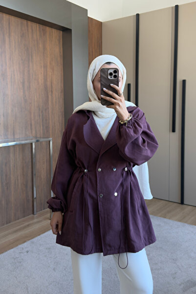 ensade سترة نسائية صيفية مزدوجة الصدر مع أزرار ورباط خصر، تصميم مريح ونحيف، س...