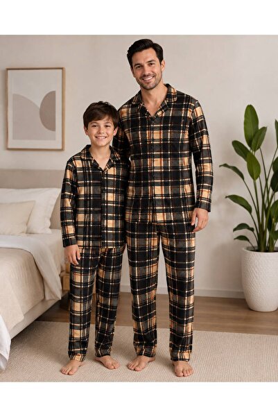 Fil Kids Σετ πιτζάμες για αγόρια μπαμπάς-γιος, βαμβακερό, χειμερινό ύφασμα Μι...