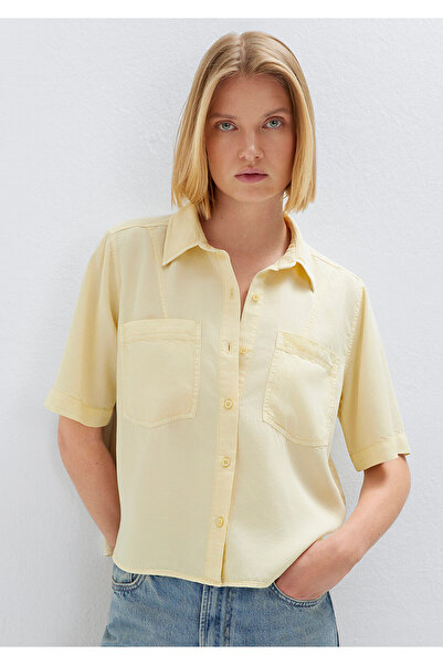Mavi Short Sleeve Yellow Crop Shirt Loose Fit / Relaxed Fit 1211458-89145