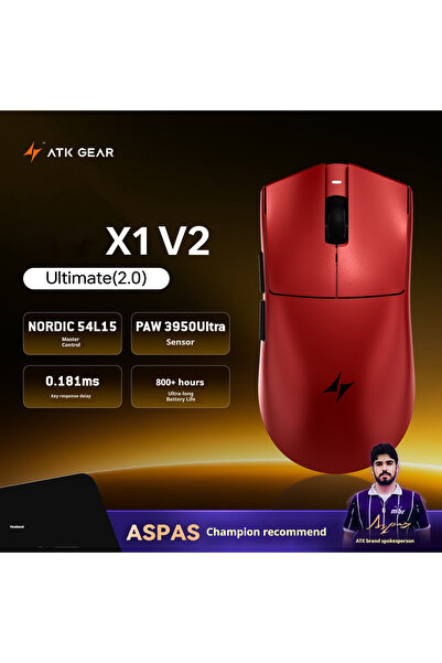 Choice6 ماوس لاسلكي X1 V2 Ultimate Red ATK X1 V2 Ultimate 2.0 Paw3950 Ultra خ...