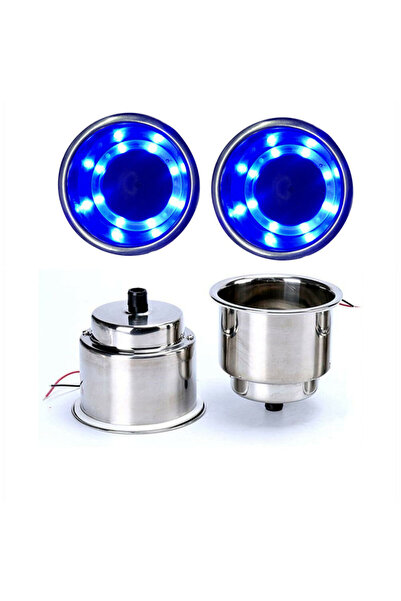 Choice Blue 2Pcs Cup Drink Holder 12V LED Built-in Stainless Steel Cup Drink ...