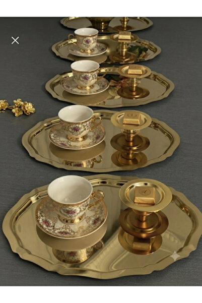 Elzemm store 2 MODEL GOLD OVAL TEPSİ 25 CM  VE GOLD MAKARONLUK 6 LI TAKIM