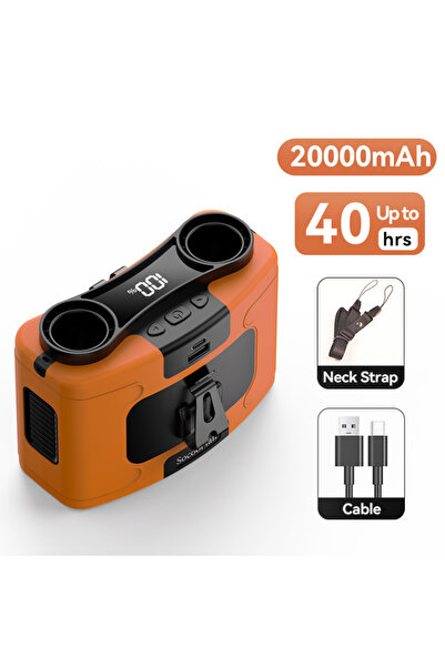 choice2 Orange Socool 20000mAh Portable Waist Fan Dual Air Outlet 10 Gear Spe...