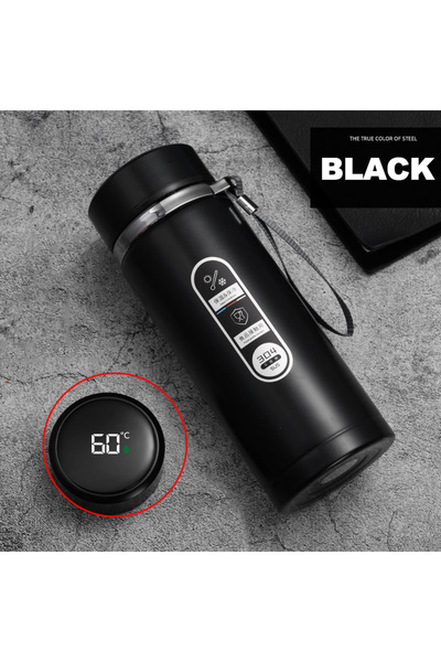 Choice 1L Black SoftAura Stainless Steel Thermos Bottle LED Temperature Displ...