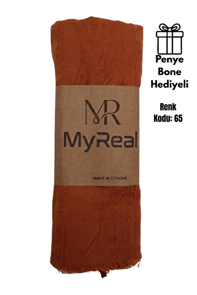MyReal Bamboo Kraş Shawl Dark Mustard - Non-Ironing Natural Texture (90X200 cm)