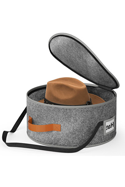Choice Grey 1-Piece Large Circular Foldable Felt Hat Box, Suitable For Women ...