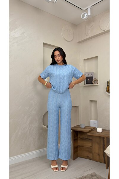 miraylawear BÜRÜMCÜK ÖZEL TASARIM KUMAŞ TAKIM- MAVİ