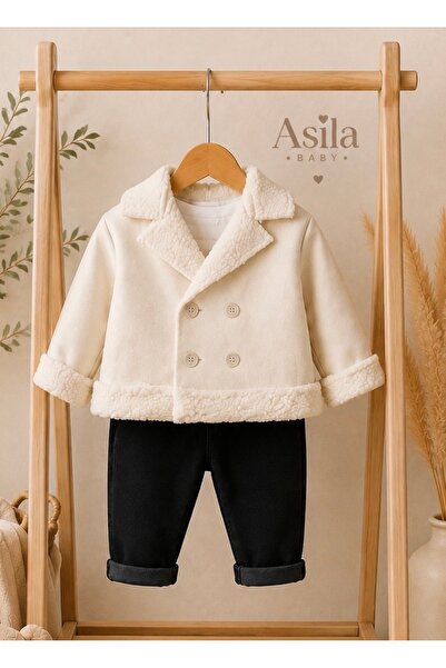 ASİLA Leather-Fur Coat Jacket (Artificial) Lycra Belted Jeans Pants Flexible ...