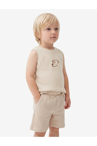 Koton Embroidery Detailed Crew Neck Sleeveless Cotton Undershirt