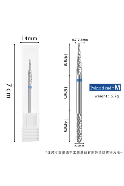 Choice3 Pointed M Double Head Cuticle Drill Bit 3/32" Professional Pointed/Ro...