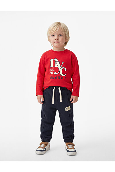 Koton Cotton Long Sleeve Crew Neck Printed T-Shirt