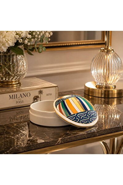 Pozzi Milano Porselen Kapaklı Kutu 13 x 6,5 cm