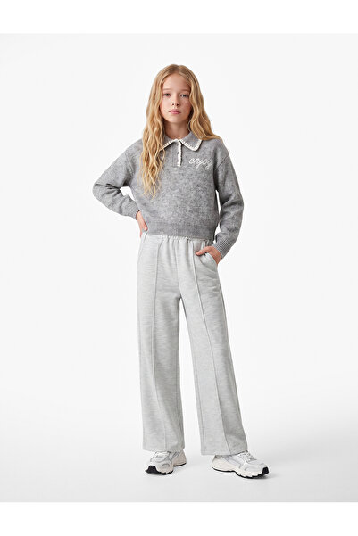 Koton Elastic Waist Viscose Blend Wide Leg Pants with Pockets