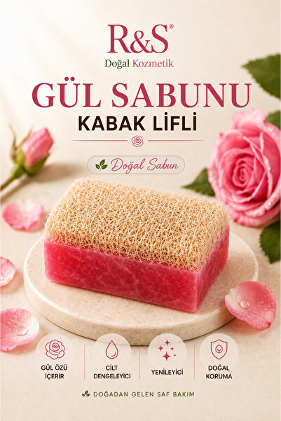R&S Doğal Kozmetik Pumpkin Fiber Rose Soap - Handmade Skin Cleansing Soap wit...