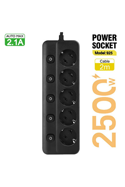 Choice3 EU Plug 925 Black Power Strip EU Plug AC Outlets Multitap Socket Exte...