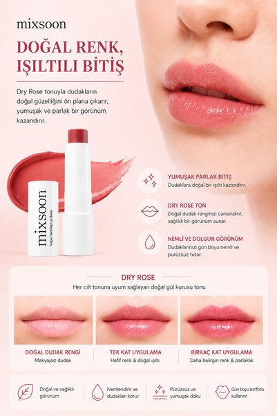 mixsoon Vegan Melting Lip Balm 02 Dry Rose (GÜL KURUSU RENGİ)