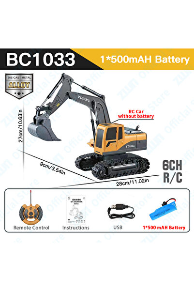 Choice 6CH Alloy BC1033 ZWN 2.4G Remote Control Excavator Dump Truck RC Model...