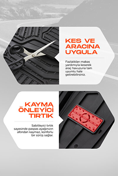 Panda Kılıf PANDA 4D UNIVERSAL OTO PASPAS TAKIMI – KAYMAZ, ŞAFT TÜNELLİ, DERİN HAVUZLU