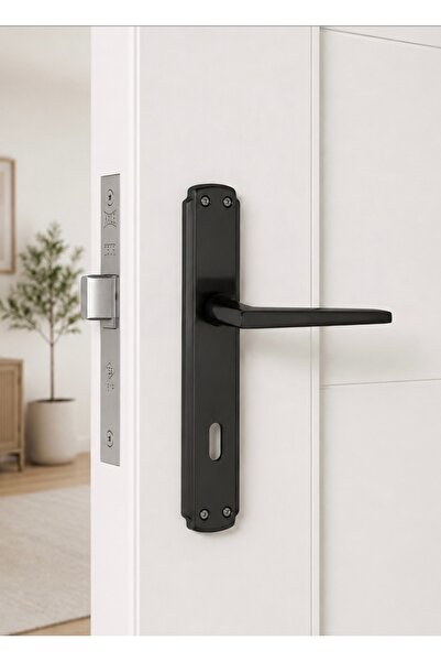 İSTANBUL DOOR HANDLES Tokyo Mat Siyah Aynalı Oda Kapı Kolu 1 Takım