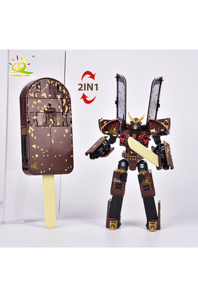 Choice brown 2-in-1 Ice cream deformation robot for image jar mecha creative ...