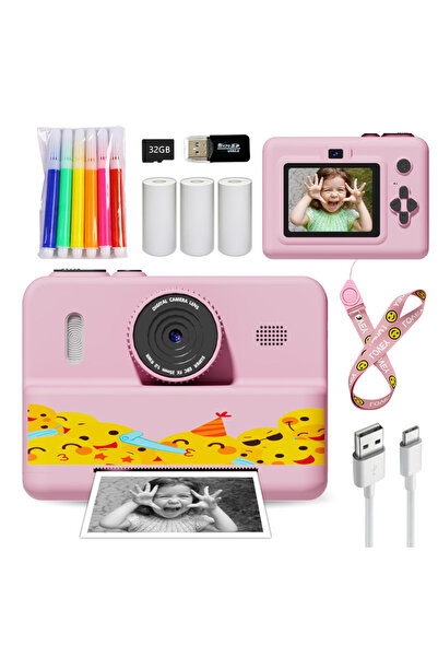 Choice Smile Pink Kids Digital Camera With Instant Print Mini Printer 2.8inch...