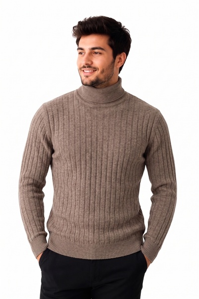 Vocens Fitilli İnce Tam Balıkçı Yaka Triko Kazak – Slim Fit, Uzun Kollu, Kışl...
