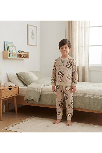 Fil Kids Πιτζάμες για αγόρια, Βαμβάκι τεμάχια, υφασμάτινες, μπεζ χρώμα, μαϊμο...