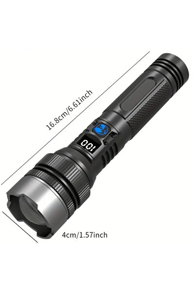 Choice مصباح يدوي تكتيكي قوي يعمل ببطارية ليثيوم أيون ZOOM أسود WH-911 بقوة 2...