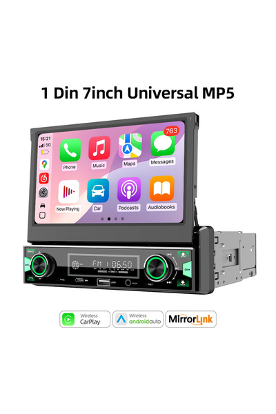 Choice1 راديو سيارة MP5 1DIN بشاشة 7 بوصة، مشغل راديو FM AM RDS مع شاشة لمس I...