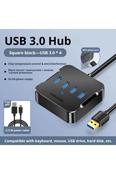 choice2 USB3.0 Black 0.5m SAMZHE USB Hub 4 Ports Multiple USB 3.0 Hub Quick S...