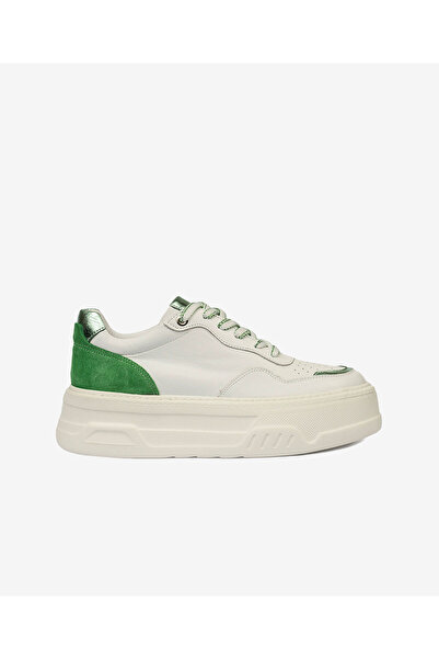 Greyder Kadın Beyaz Yeşil Hakiki Deri Sneaker Ayakkabı 4Y2SA59041