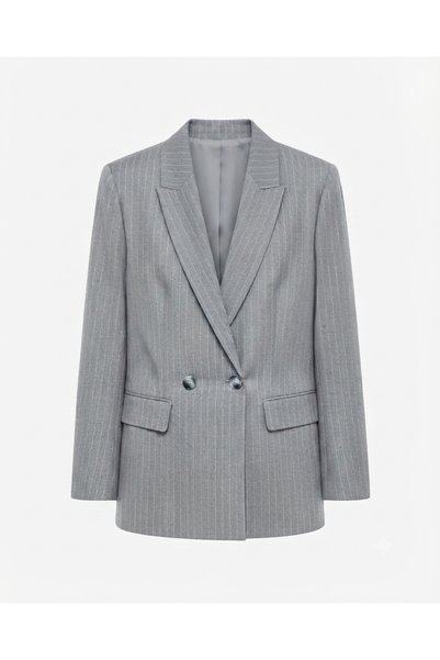 Bade Butik Gray Striped Blazer Jacket