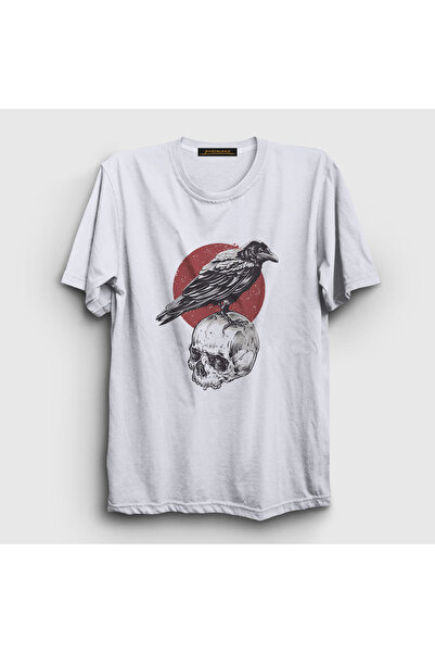 Presmono Унисекс бела T-shirt са лобањом и враном 327023tt