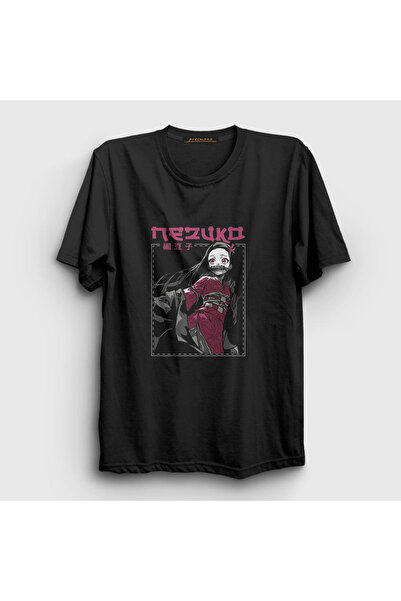 Presmono Unisex crna Nezuko Kamado V2 anime Demon Slayer Kimetsu No Yaiba T-s...