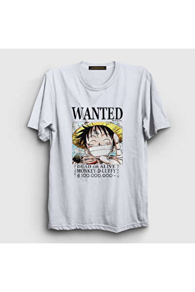 Presmono Unisex White Wanted Anime One Piece T-shirt136140tt