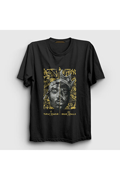 Presmono Unisex Black Biggie Smalls Tupac Shakur T-shirt 45661tt