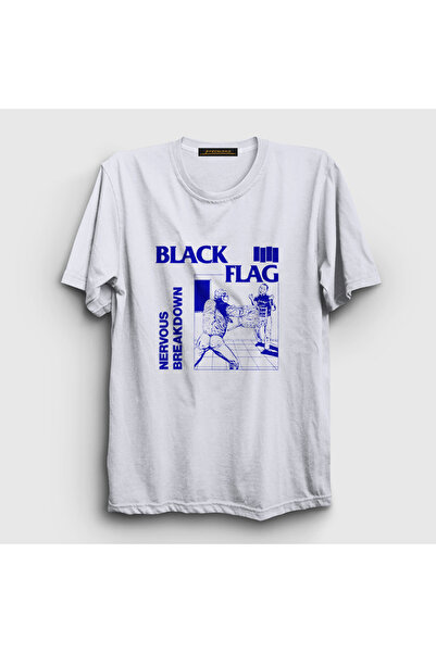 Presmono Unisex White Nervous Breakdown Black Flag T-Shirt 476763Tt