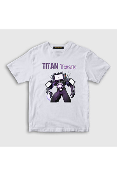 Presmono Unisex Kids White Titan Tvman Skibidi Toilet T-Shirt 482797Tt