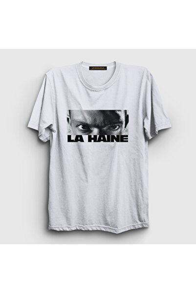 Presmono Unisex beli Vinz Eyes La Haine T-shirt - 500058tt