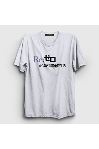 Presmono Unisex beli logo anime Re Zero T-shirt 543650tt