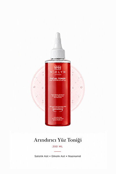 Vegan Arındırıcı Yüz Toniği – Niasinamid, Salisilik Asit & Glikolik Asit İçerikli | 200 ml
