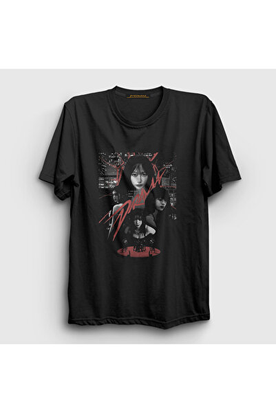 Presmono Unisex Black Drama K Pop Aespa T-Shirt 480143Tt