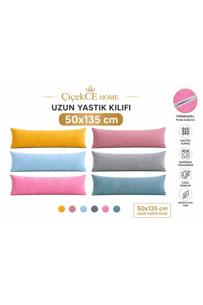 Çiçekce Home evinize renk katar Yastık Kılıfı Uzun Yastık Kılıfı 50x135 cm Fe...