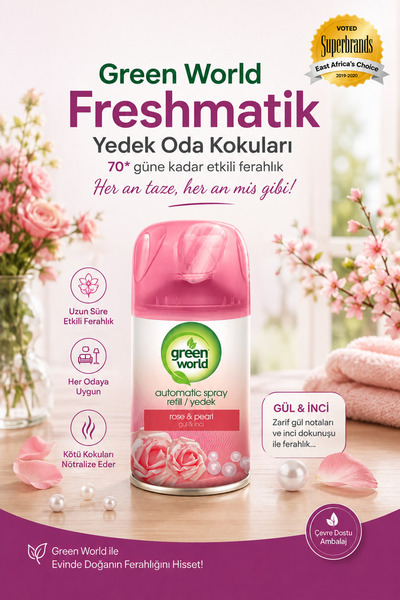 Green World Gül Kokusu Makine Spreyi 250 ml