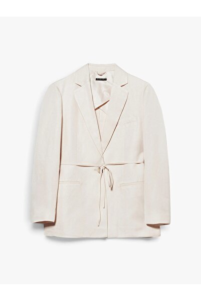 Sisley Kadın Keten Karışımlı Bağlamalı Oversize Blazer Ceket 325P2G1WLW031-SI...