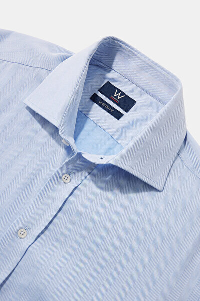 W Collection MAVİ UZUN KOLLU BALIKSIRTI GÖMLEK